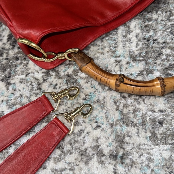 Vintage 90s Gucci Bamboo Handle Leather 2-Way Bag + COA - Picture 14 of 15